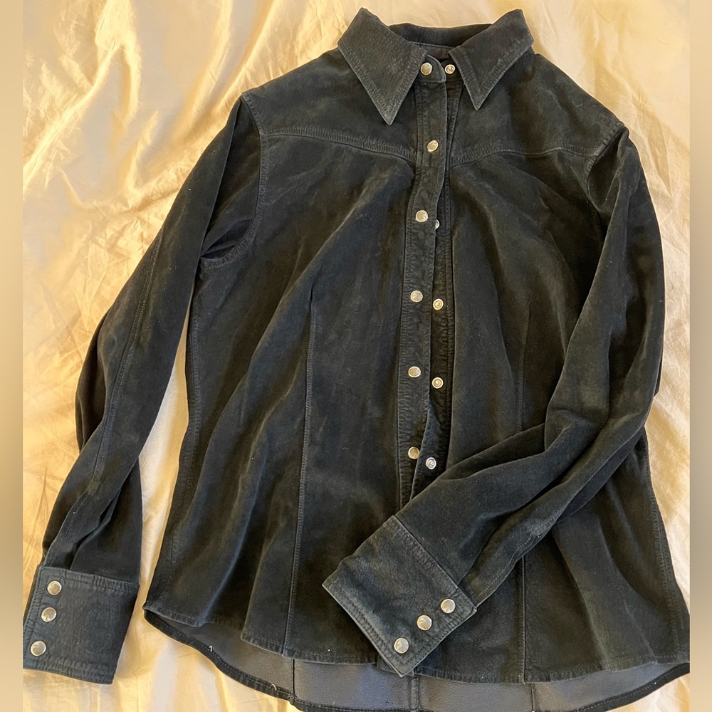 Black suede western button up